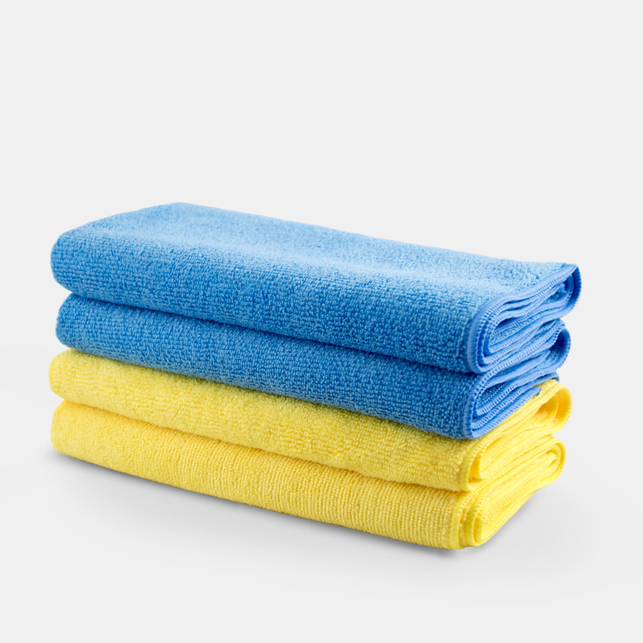 Greased Lightning Premium Microfibre Cloths - 2 blue and 2 yellow